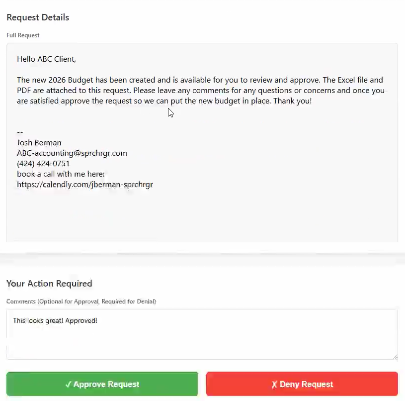 Approve Request Button Receiving and Reviewing Approval Requests